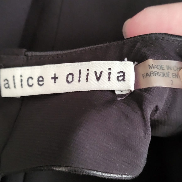 alice + olivia Dina Leather-Trim A-Line Cocktail Dress Womens Size 2 Black - Picture 8 of 8